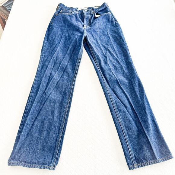 Denim Forum Aritizia The Joni High Rise Loose Button Dark Wash Denim 29L Size 25 - Picture 2 of 8